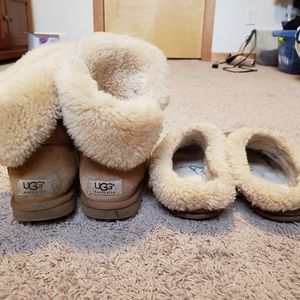 Ugg Bailey Button Boots and Ugg Slippers - Size 6